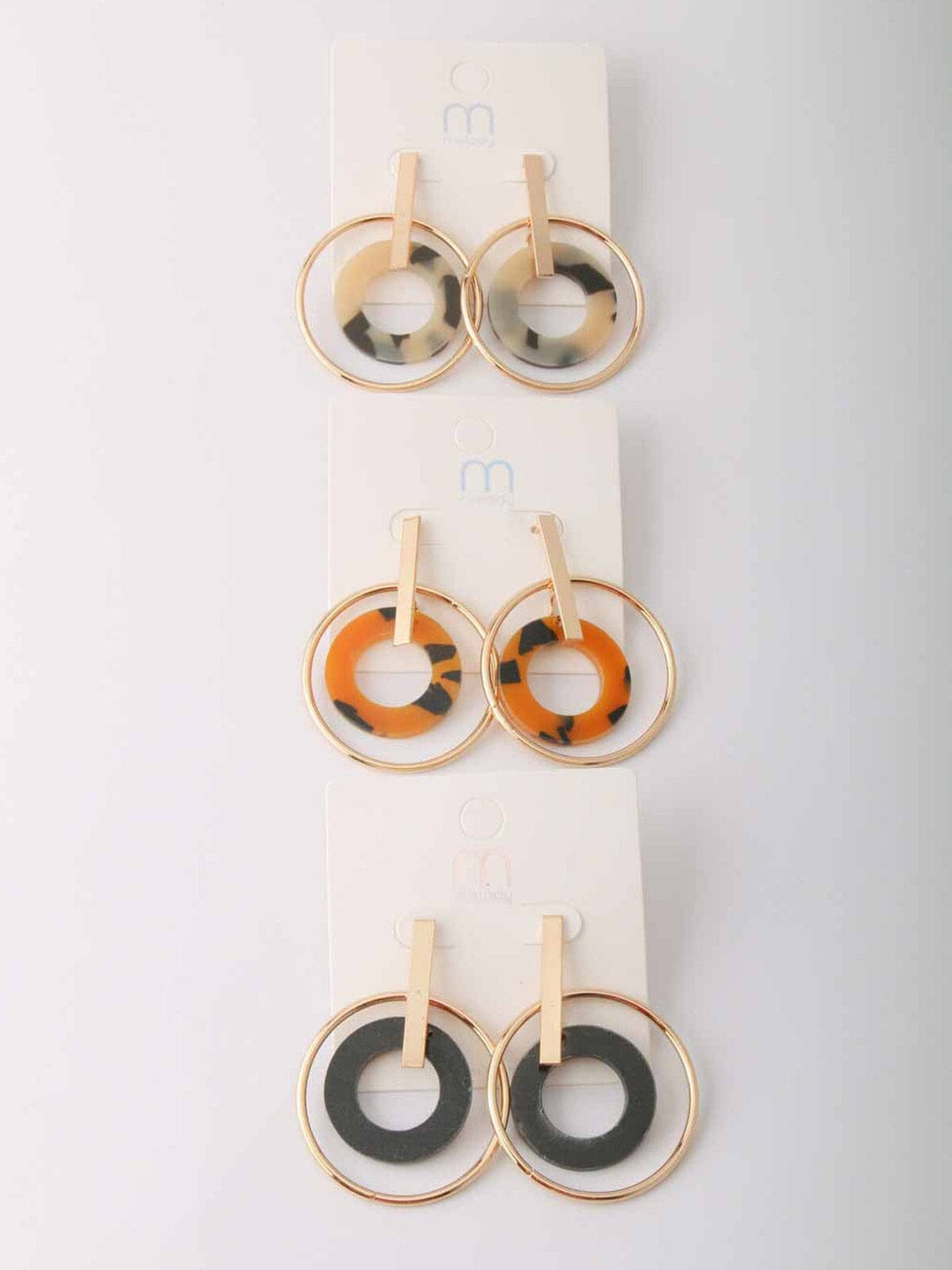 WOMEN'S GOLD ASSORTED COLORS HOOPS EARRINGS