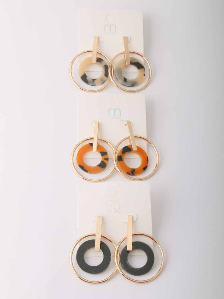 WOMEN'S GOLD ASSORTED COLORS HOOPS EARRINGS