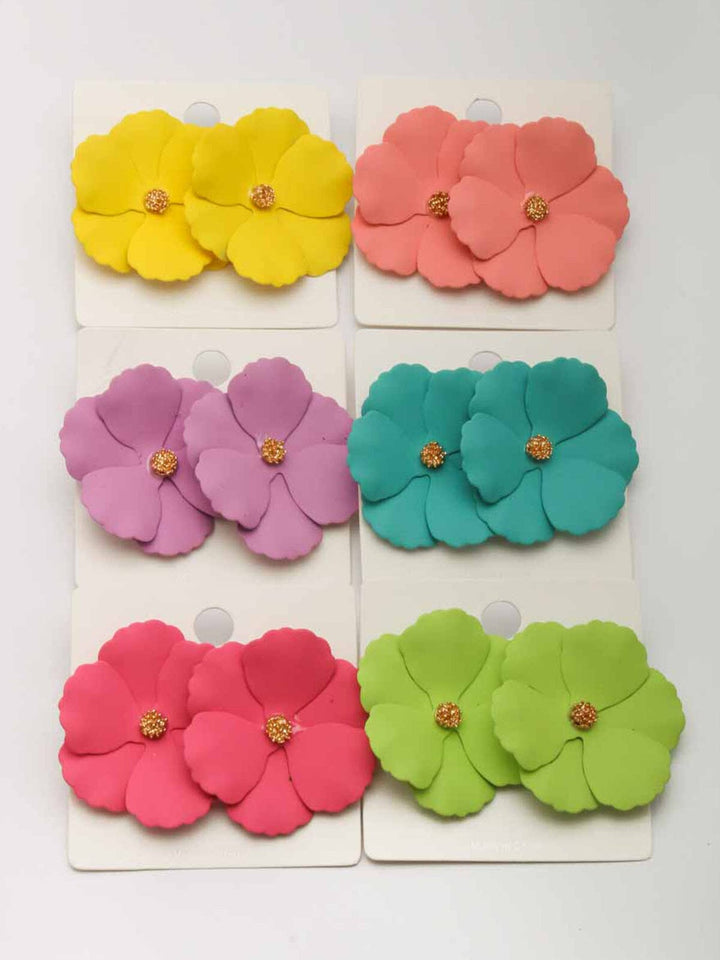 WOMEN'S ASSORTED COLORS FLOWERS EARRINGS