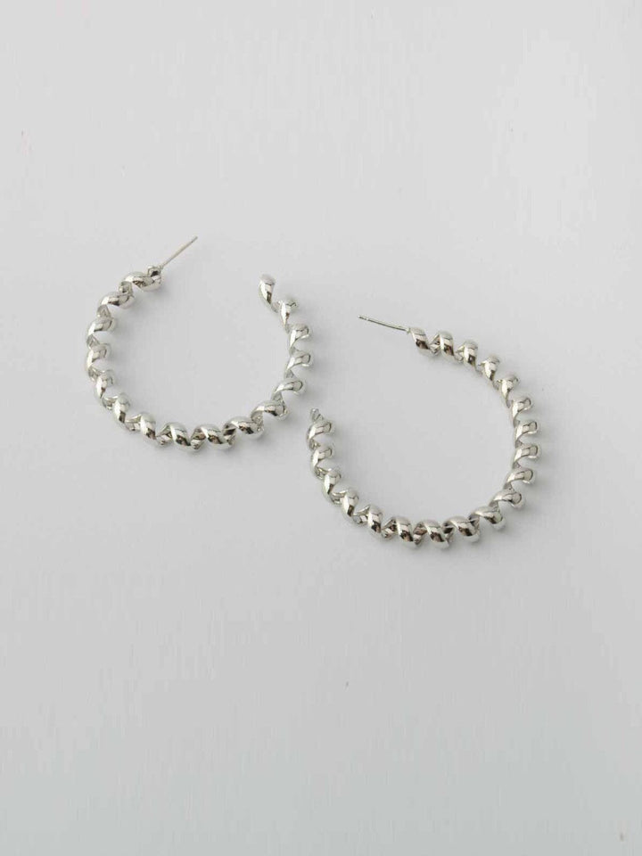 WOMEN'S GOLD & SILVER TWISTED HOOPS EARRINGS
