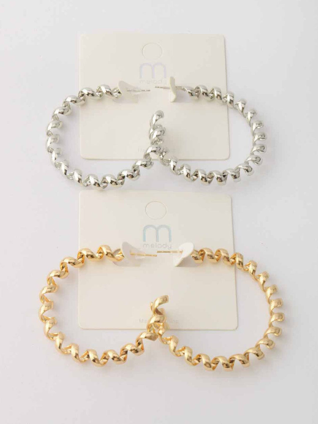 WOMEN'S GOLD & SILVER TWISTED HOOPS EARRINGS