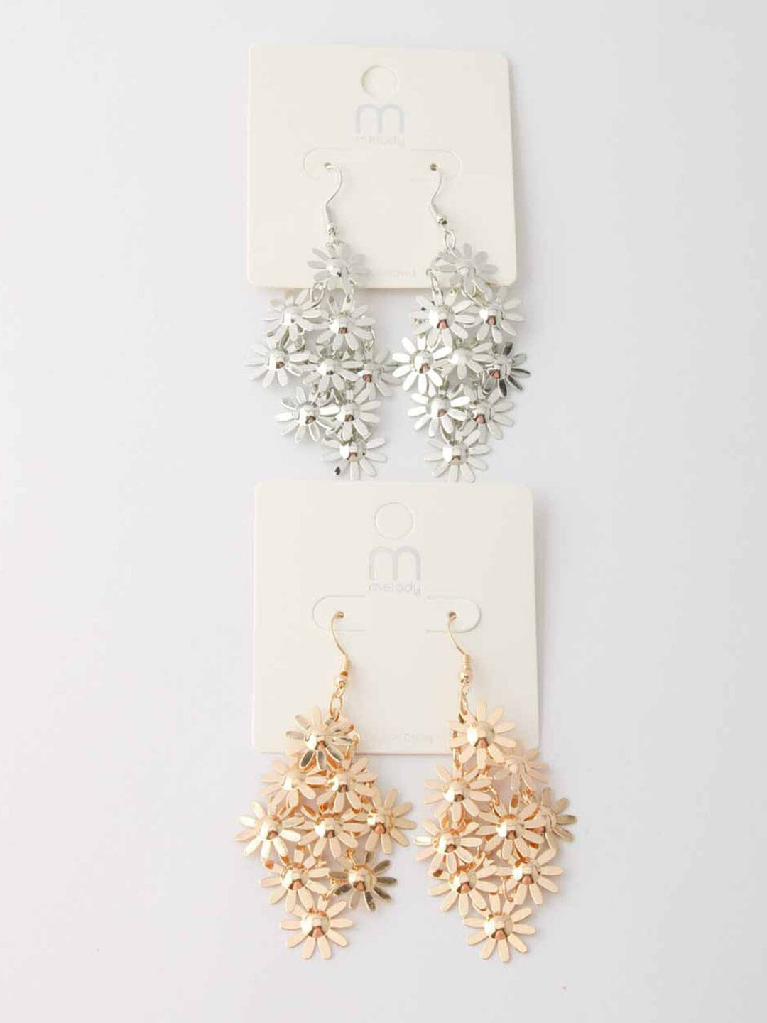 WOMEN'S GOLD & SILVER FLOWERS EARRINGS