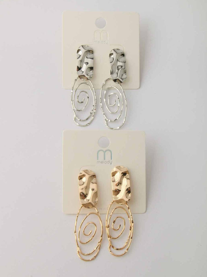 WOMEN'S GOLD & SILVER MARBLE EARRINGS