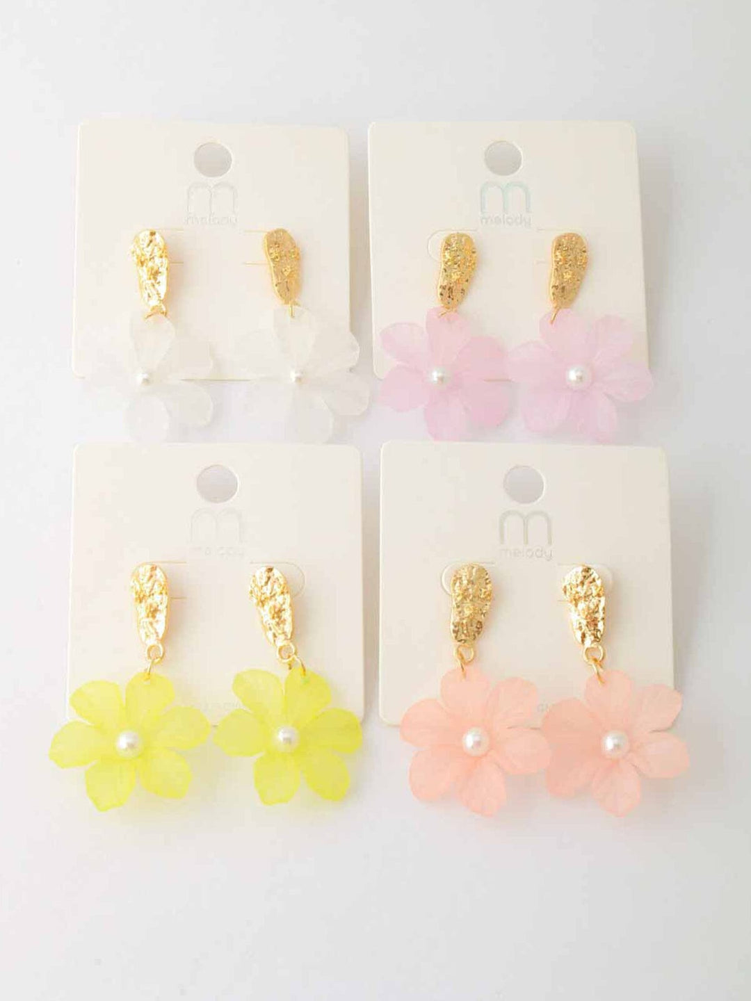 WOMEN'S GOLD ASSORTED COLORS FLOWERS EARRINGS