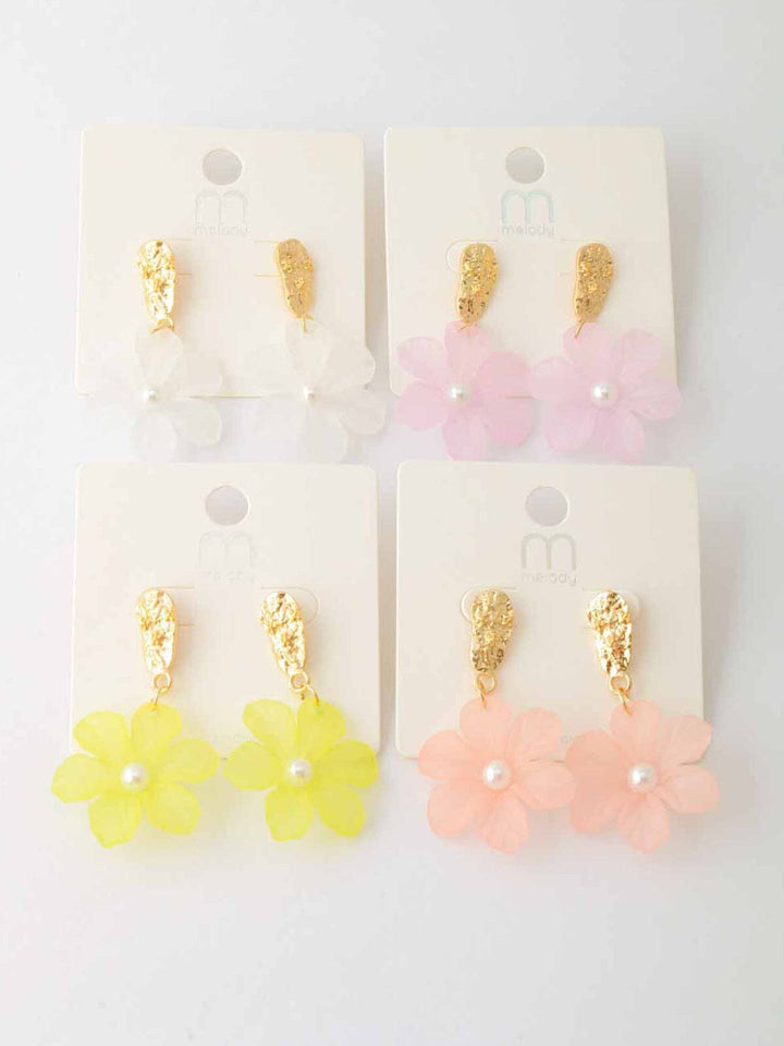 WOMEN'S GOLD ASSORTED COLORS FLOWERS EARRINGS