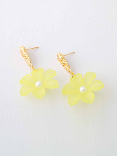 WOMEN'S GOLD ASSORTED COLORS FLOWERS EARRINGS