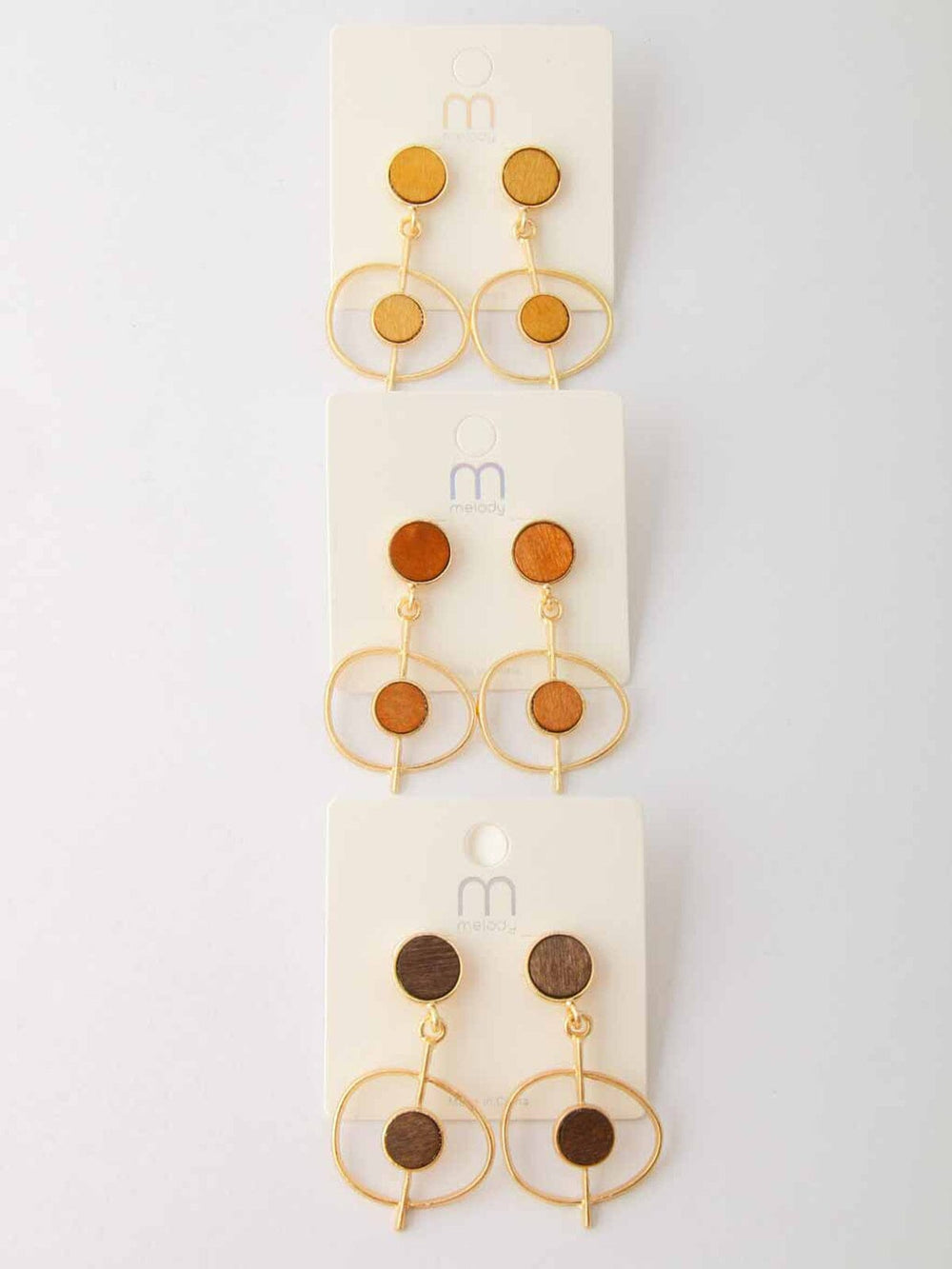 WOMEN'S ASSORTED COLORS GOLD WOOD EARRINGS
