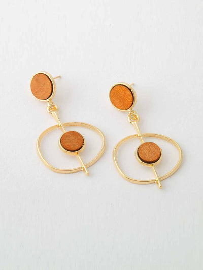 WOMEN'S ASSORTED COLORS GOLD WOOD EARRINGS