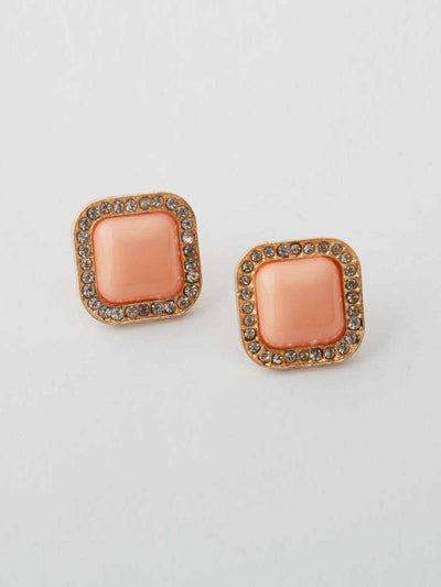 WOMEN'S ASSORTED COLORS SQUARE STONES EARRINGS