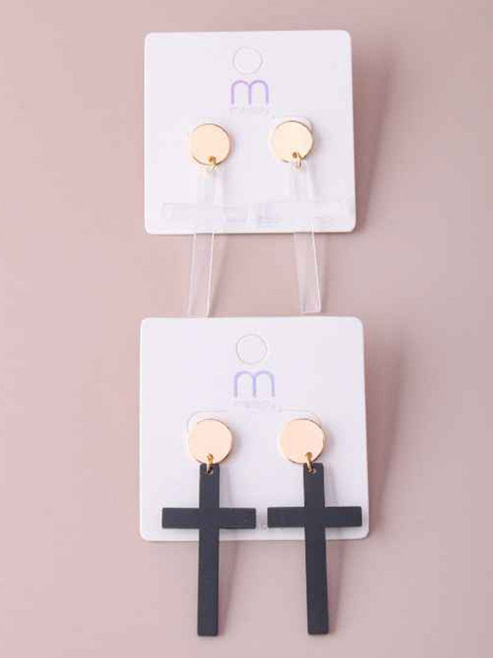 FASHION ASSORTED COLORS CROSS HANING EARRINGS