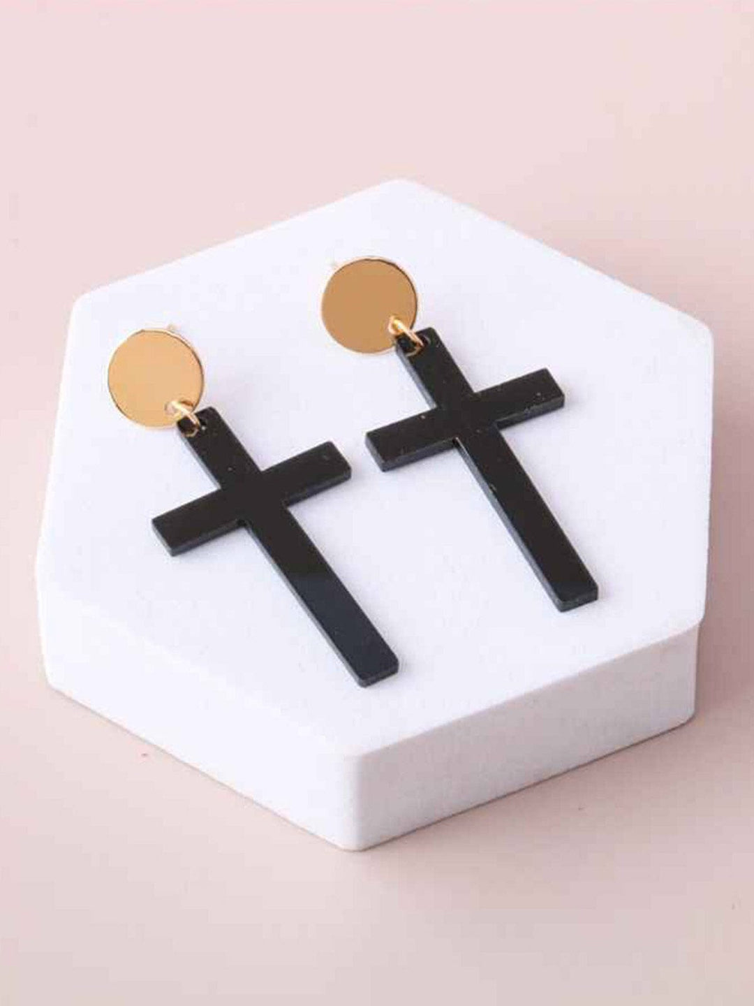 FASHION ASSORTED COLORS CROSS HANING EARRINGS