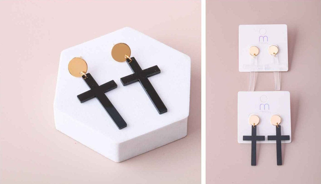 FASHION ASSORTED COLORS CROSS HANING EARRINGS