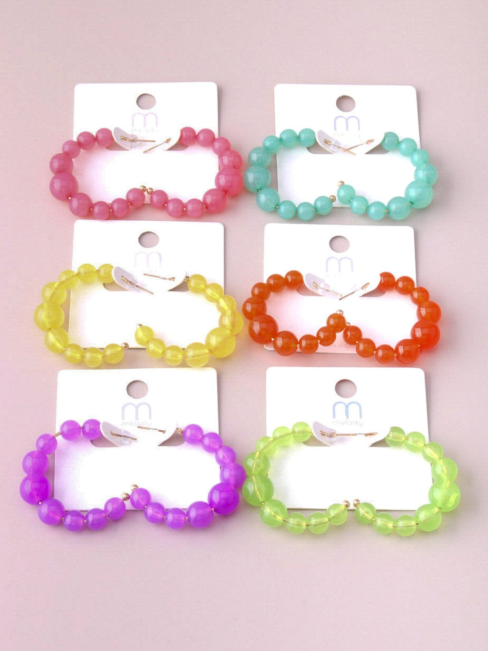 WOMEN'S ASSORTED COLORS HALF HOOPS EARRINGS