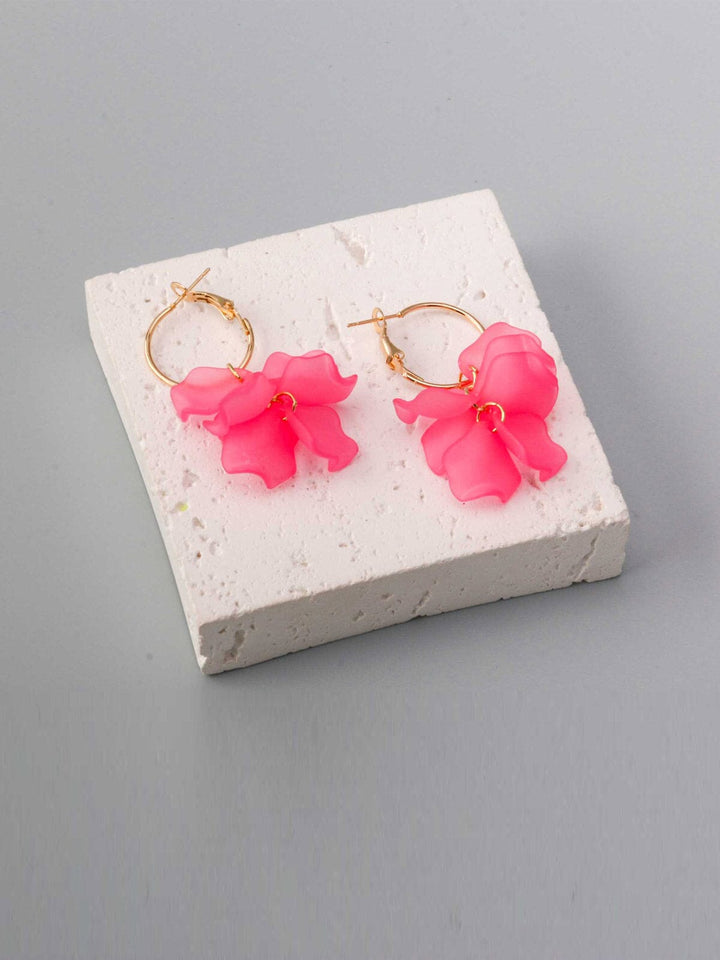 WOMEN'S GOLD ASSORTED COLORS FLOWERS EARRINGS