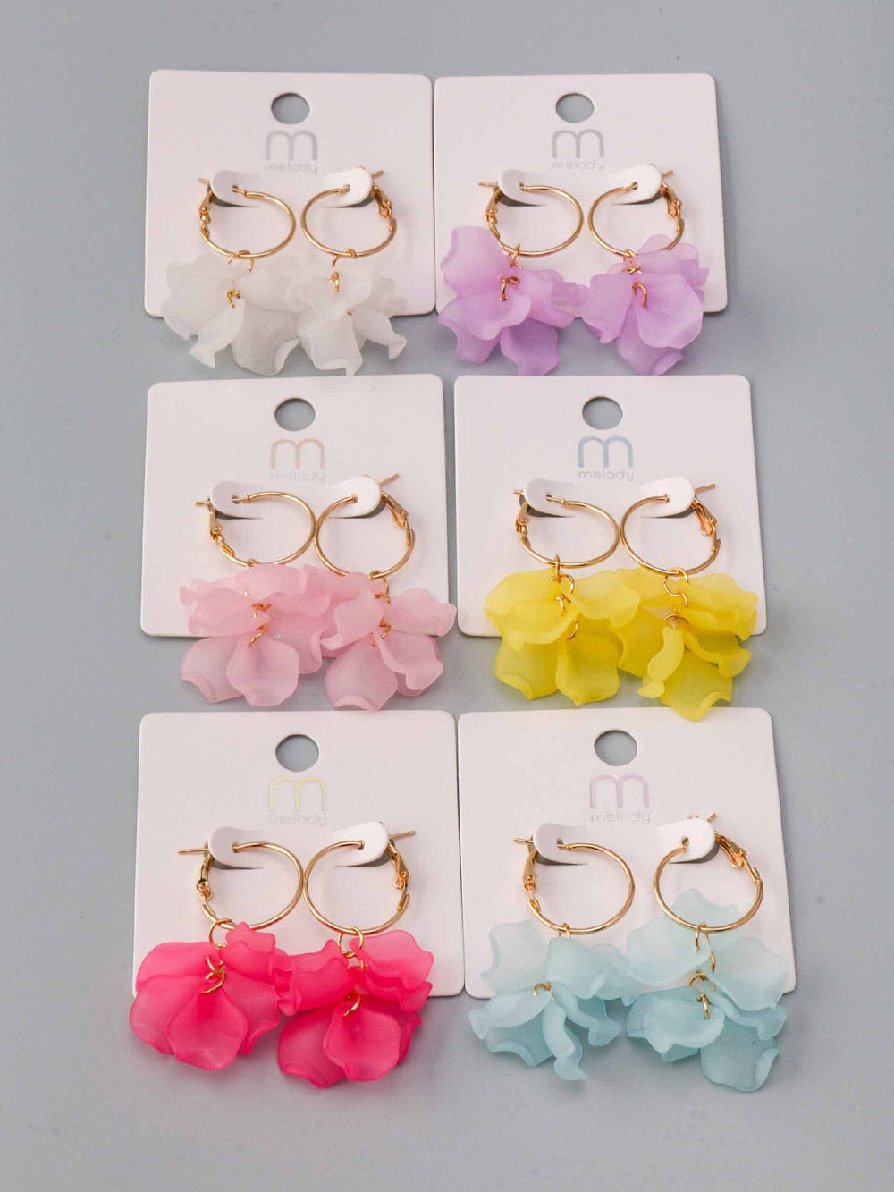 WOMEN'S GOLD ASSORTED COLORS FLOWERS EARRINGS