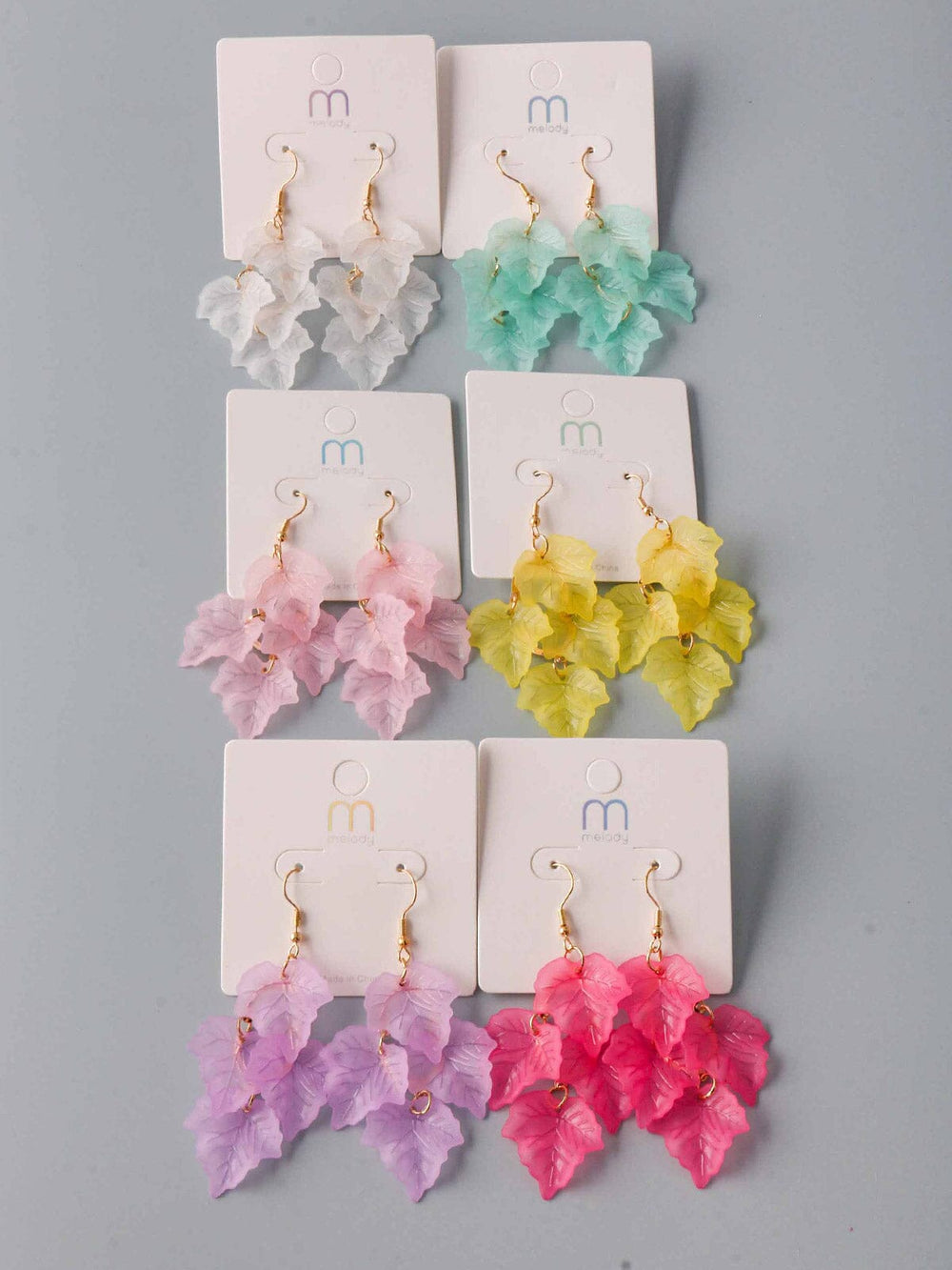 WOMEN'S ASSORTED COLORS LEAFS EARRINGS