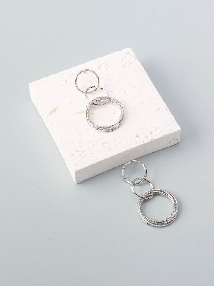 WOMEN'S GOLD & SILVER MULTI HOOPS EARRINGS