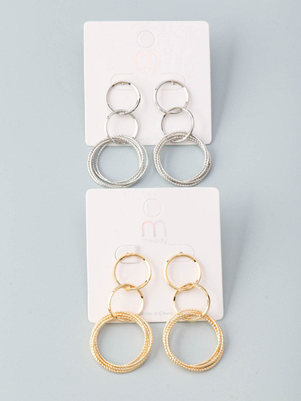 WOMEN'S GOLD & SILVER MULTI HOOPS EARRINGS