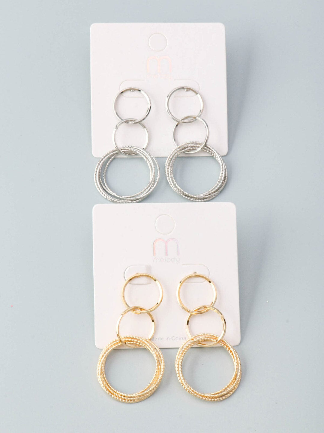 WOMEN'S GOLD & SILVER MULTI HOOPS EARRINGS