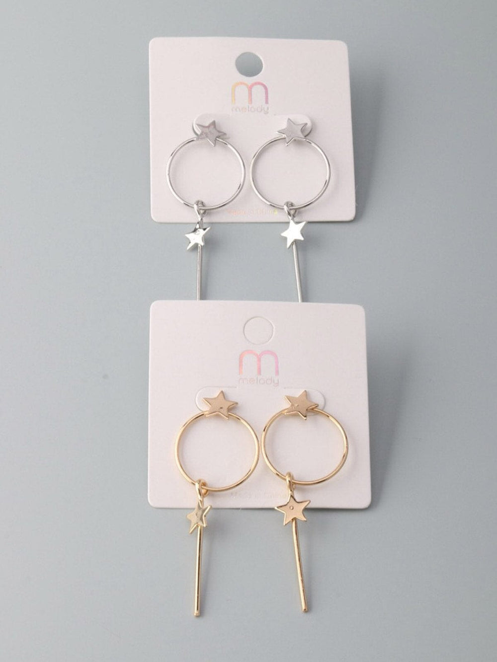 WOMEN'S GOLD & SILVER STARS EARRINGS