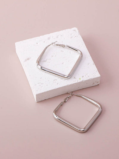 WOMEN'S GOLD & SILVER SQUARES EARRINGS