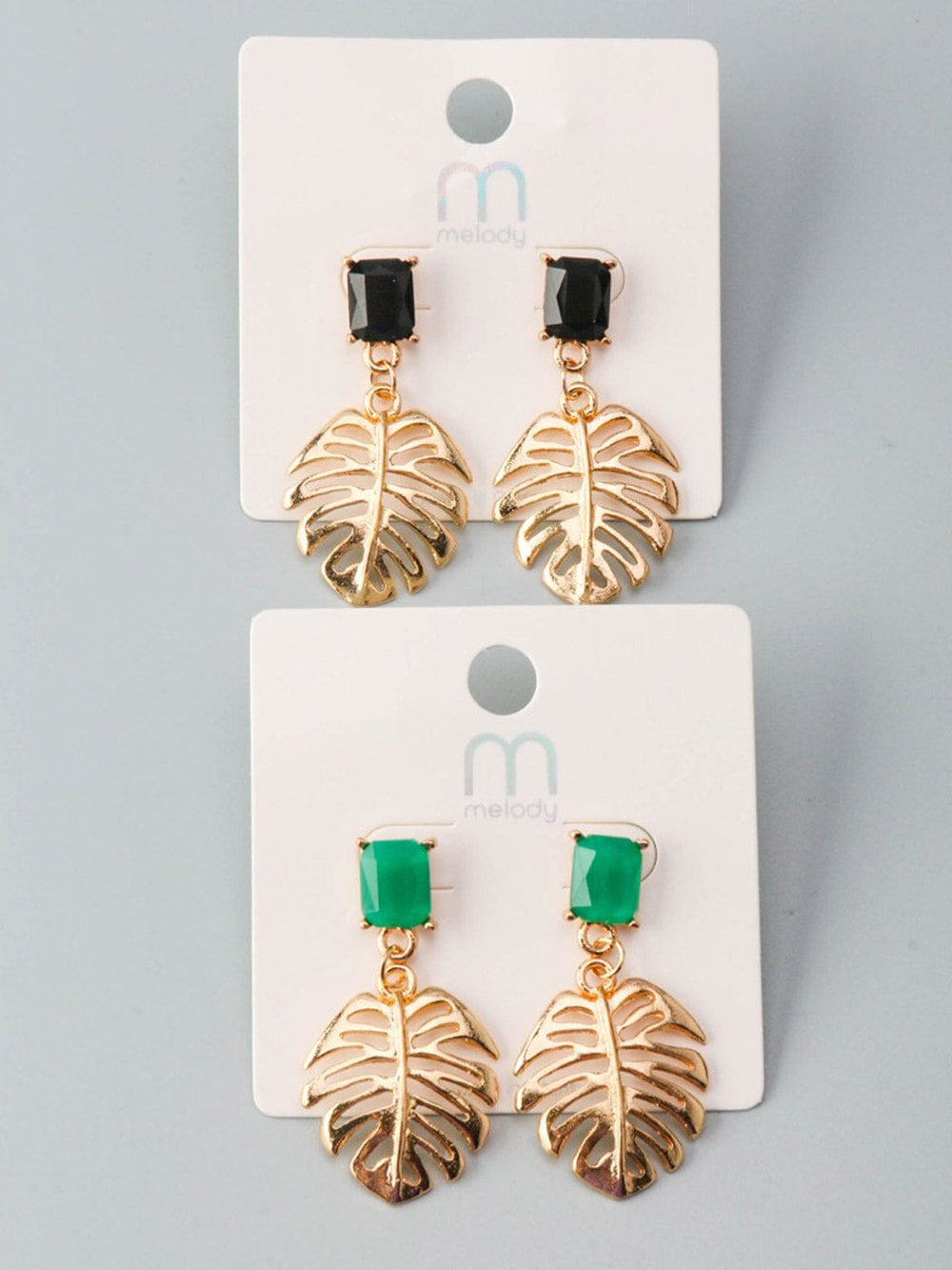 WOMEN'S GOLD ASSORTED COLORS LEAF EARRINGS