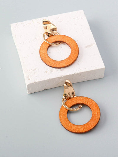 WOMEN'S FASHION WOOD HOOPS ASSORTED COLORS EARRINGS