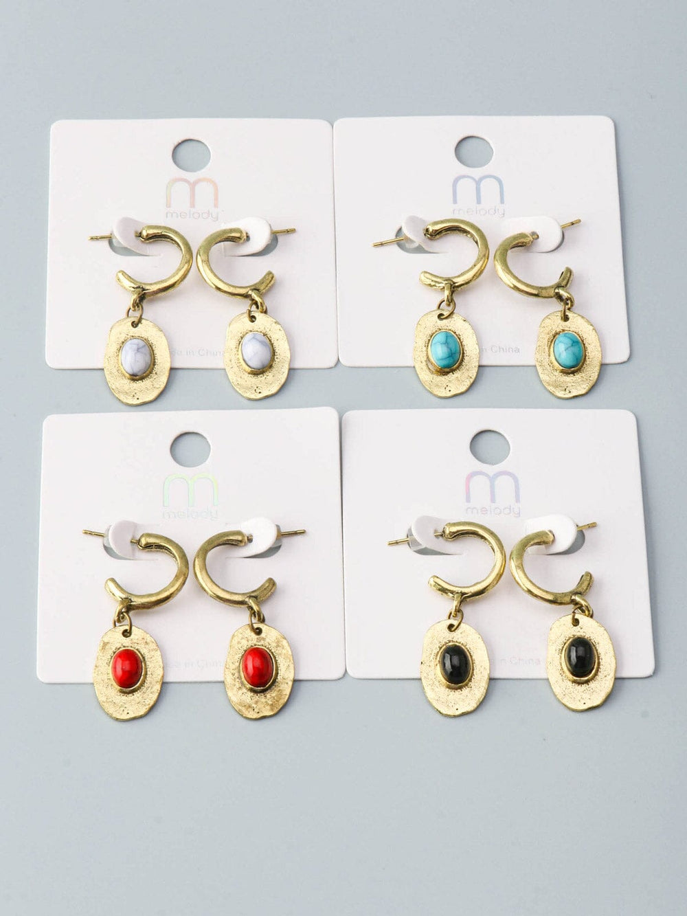 WOMEN'S FASHION GOLD ASSORTED COLORS EARRINGS