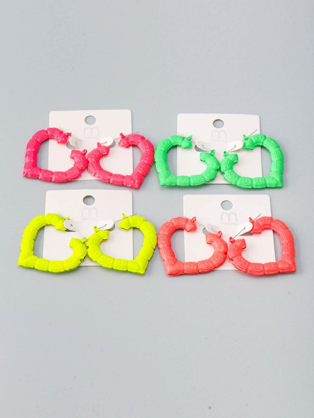 WOMEN'S ASSORTED COLORS HEART EARRINGS