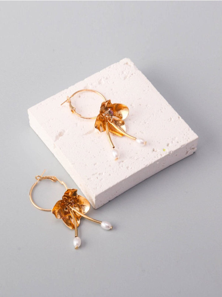 WOMEN'S GOLD & SILVER FLOWERS EARRINGS