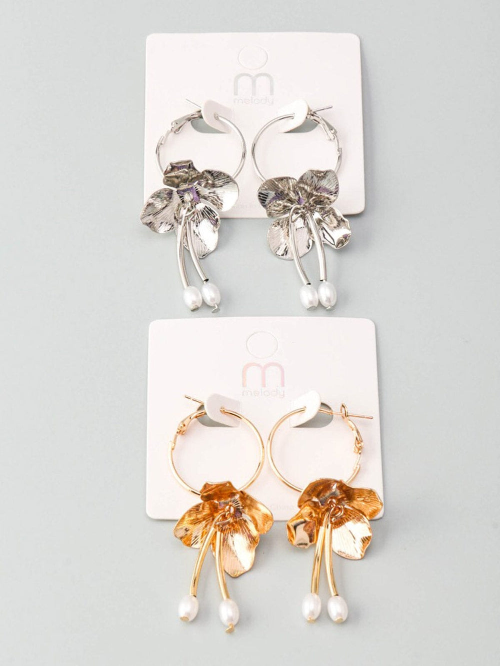 WOMEN'S GOLD & SILVER FLOWERS EARRINGS