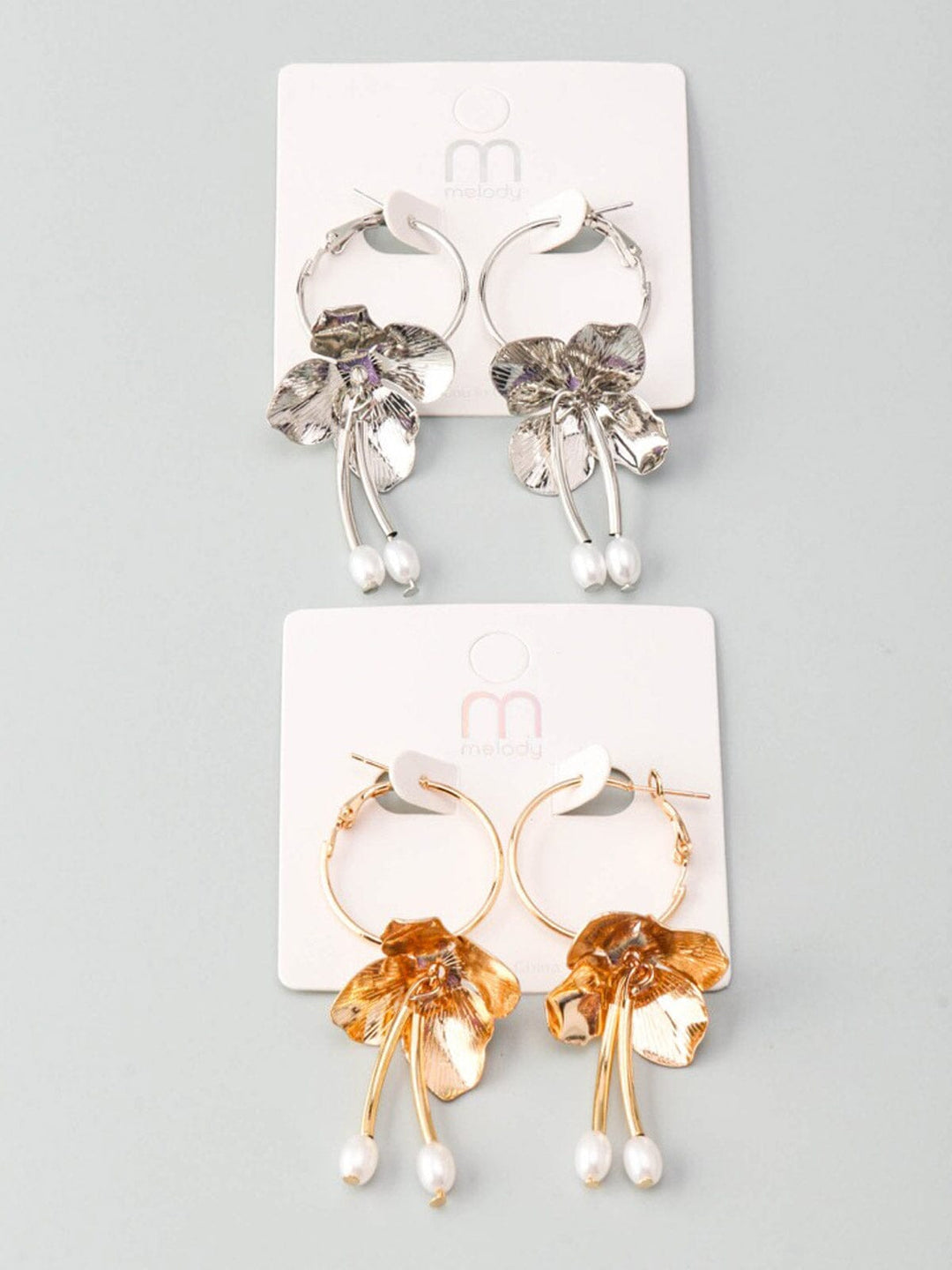 WOMEN'S GOLD & SILVER FLOWERS EARRINGS