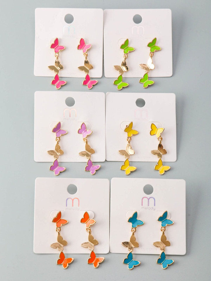 WOMEN'S FASHION GOLD ASSORTED BUTTERFLY EARRINGS