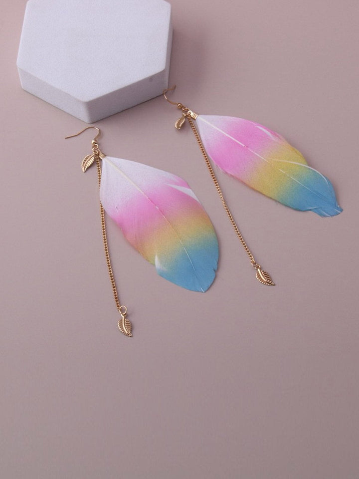 WOMEN'S MULTI COLOR FEATHER EARRINGS