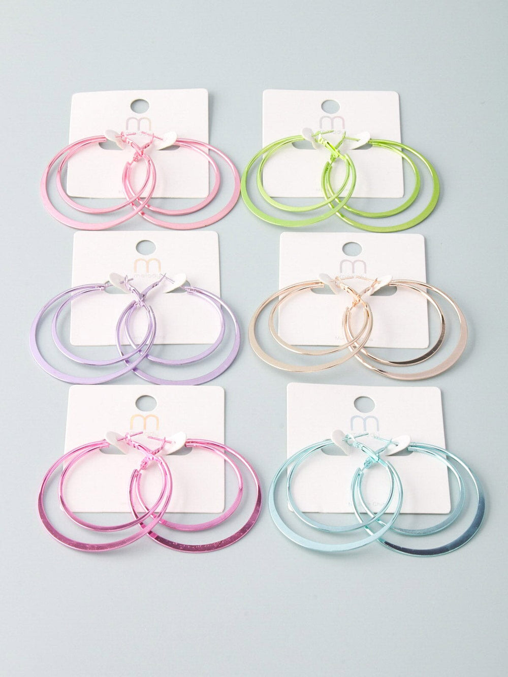 WOMEN'S ASSORTED COLORS HOOPS EARRINGS