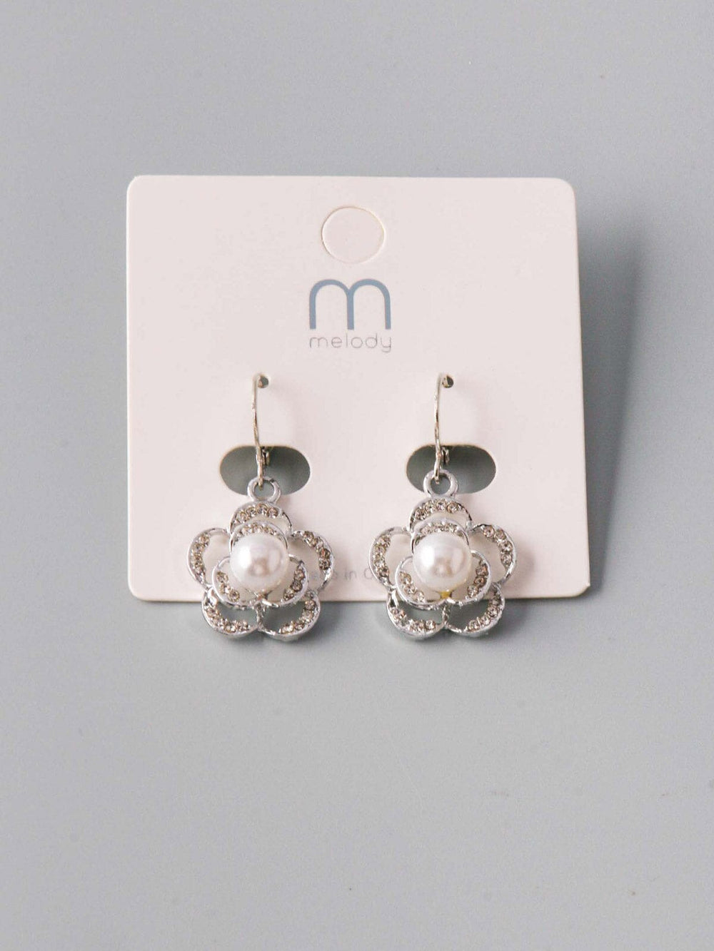 WOMEN'S SILVER PEARL FLOWER EARRINGS