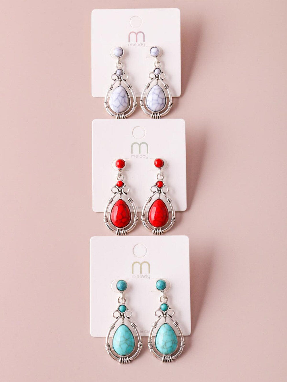 WOMEN'S FASHION ASSORTED COLORS STONES EARRINGS