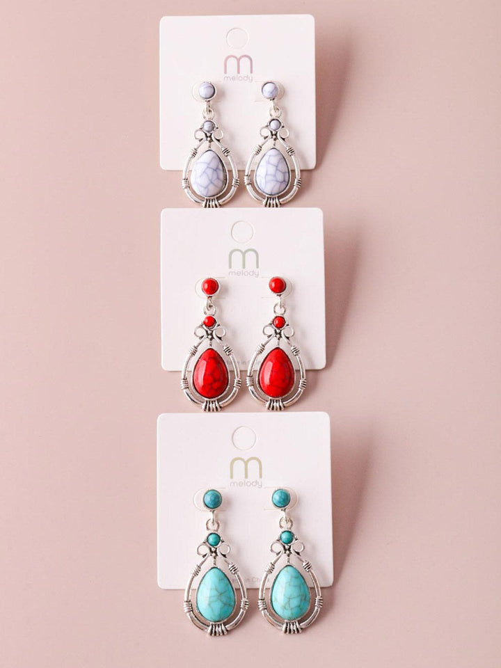 WOMEN'S FASHION ASSORTED COLORS STONES EARRINGS