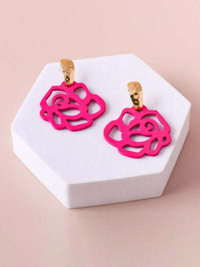 WOMEN'S FASHION ASSORTED COLORS ROSES EARRINGS