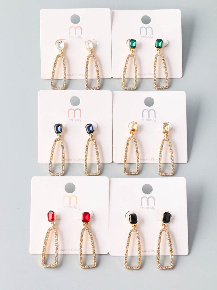 WOMEN'S FASHION GOLD MULTI COLOR STONES EARRINGS