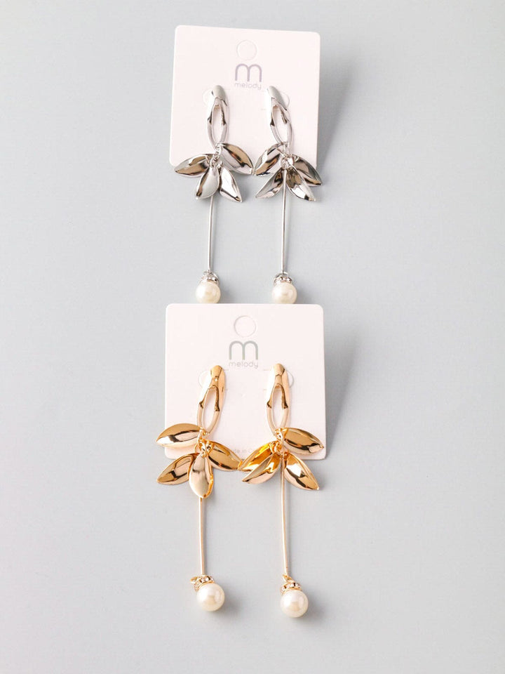 WOMEN'S GOLD & SILVER PEARL EARRINGS