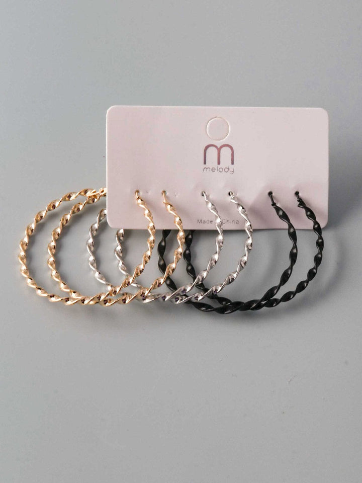 WOMEN'S FASHION ASSORTED COLORS HOOPS EARRINGS