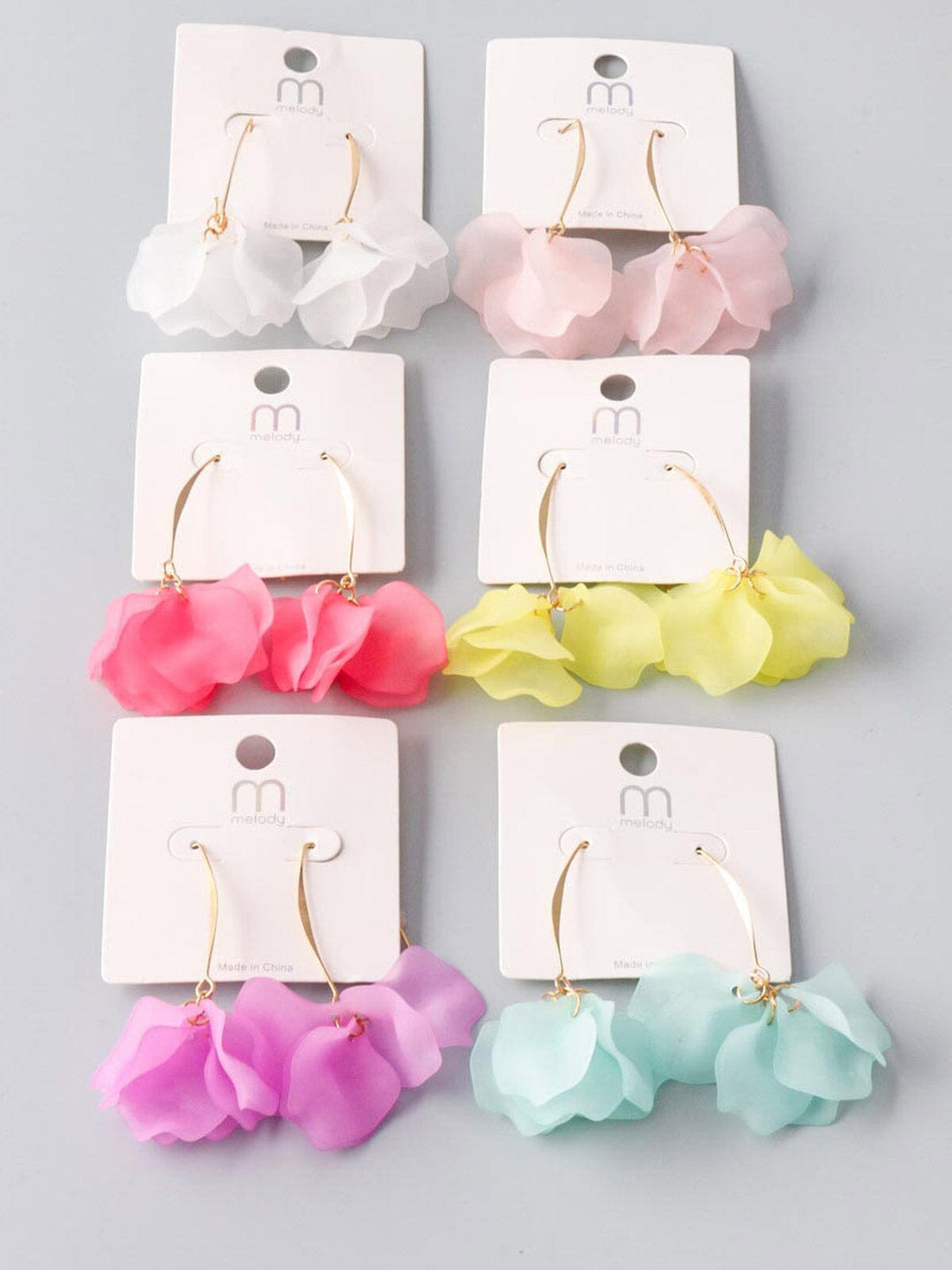 WOMEN'S FASHION GOLD ASSORTED COLOR FLOWERS EARRINGS