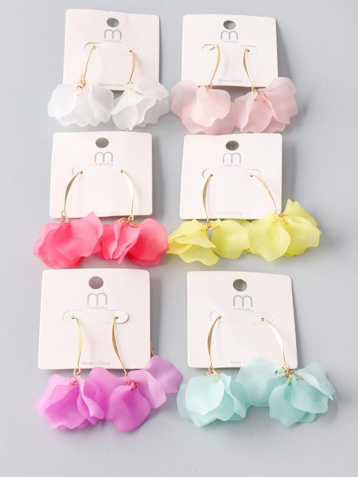 WOMEN'S FASHION GOLD ASSORTED COLOR FLOWERS EARRINGS
