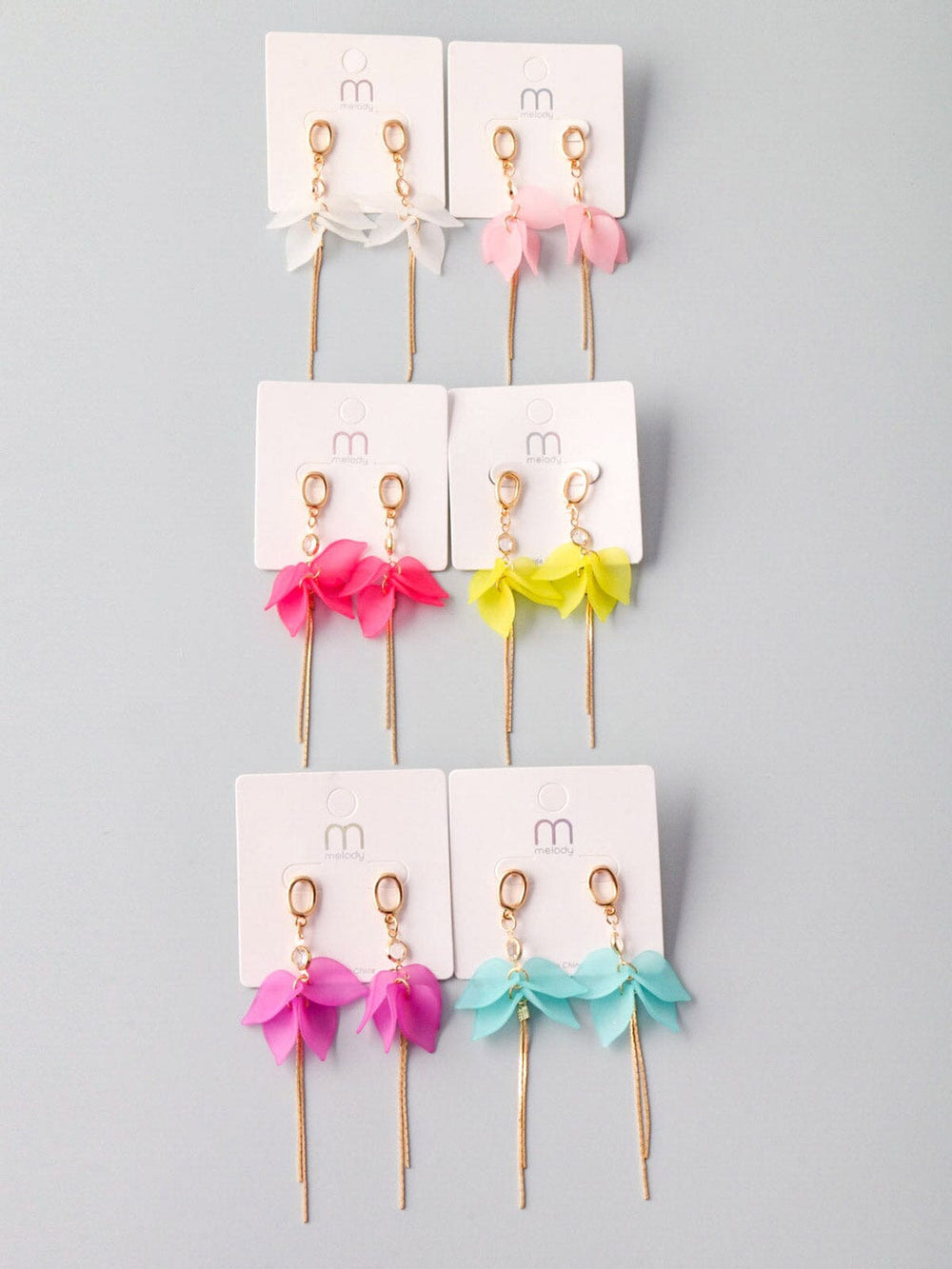 WOMEN'S ASSORTED COLORS FLOWER EARRINGS