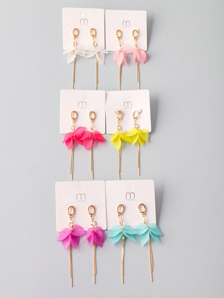 WOMEN'S ASSORTED COLORS FLOWER EARRINGS