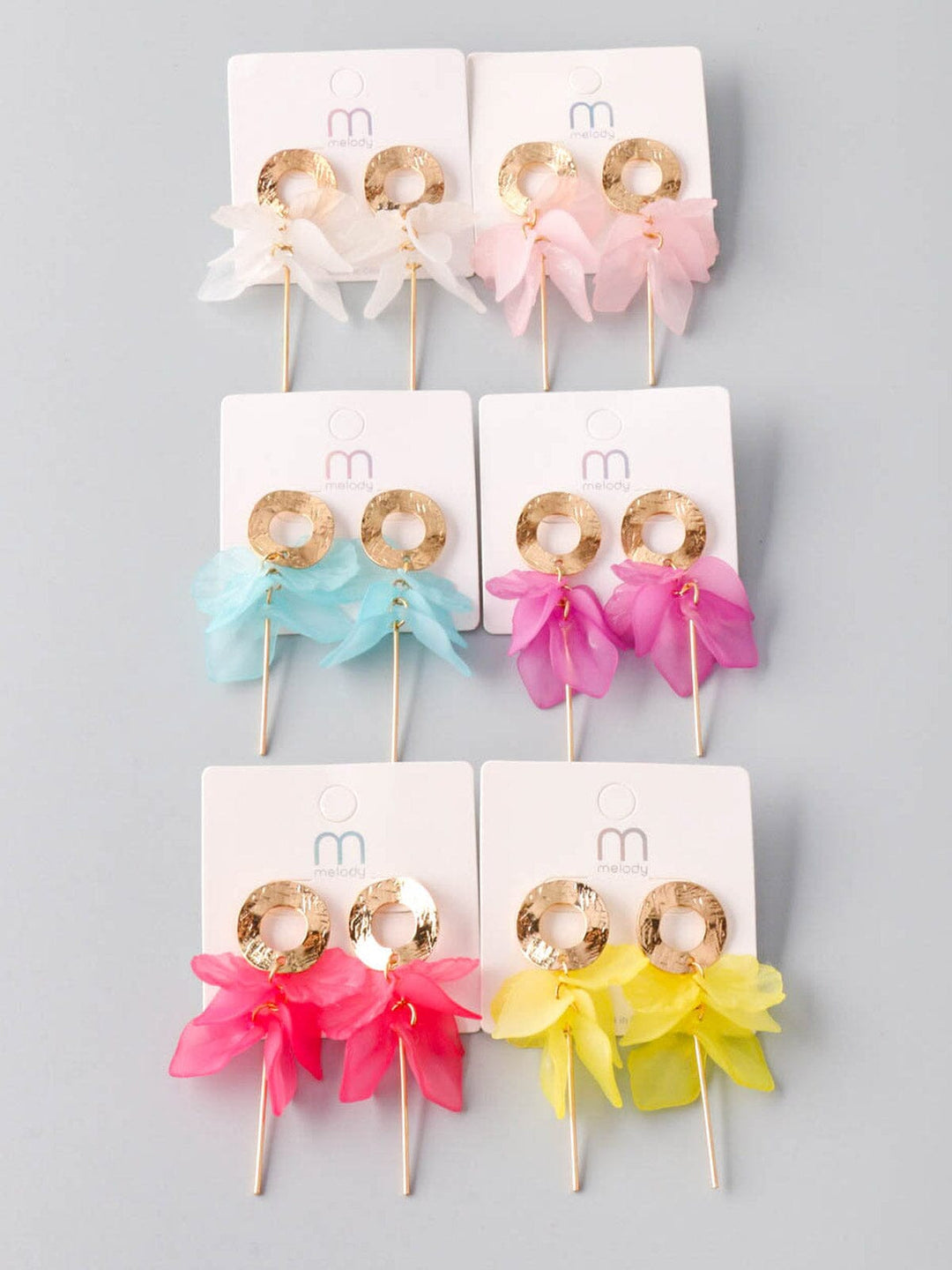 WOMEN'S ASSORTED COLORS FLOWER EARRINGS