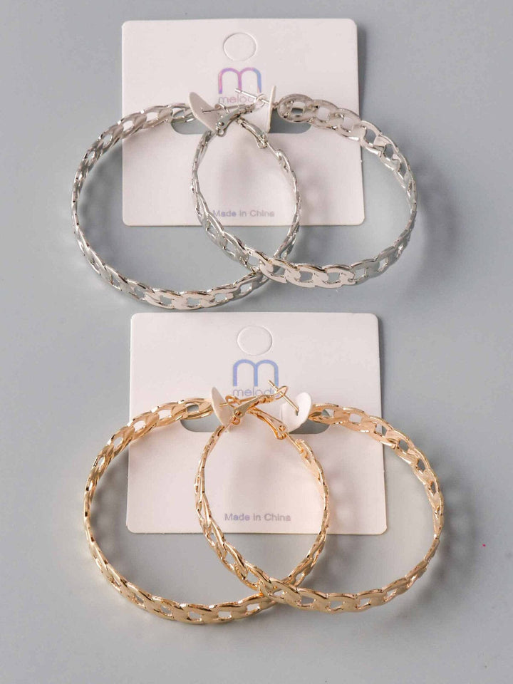 WOMEN'S FASHION GOLD & SILVER HOOPS EARRINGS