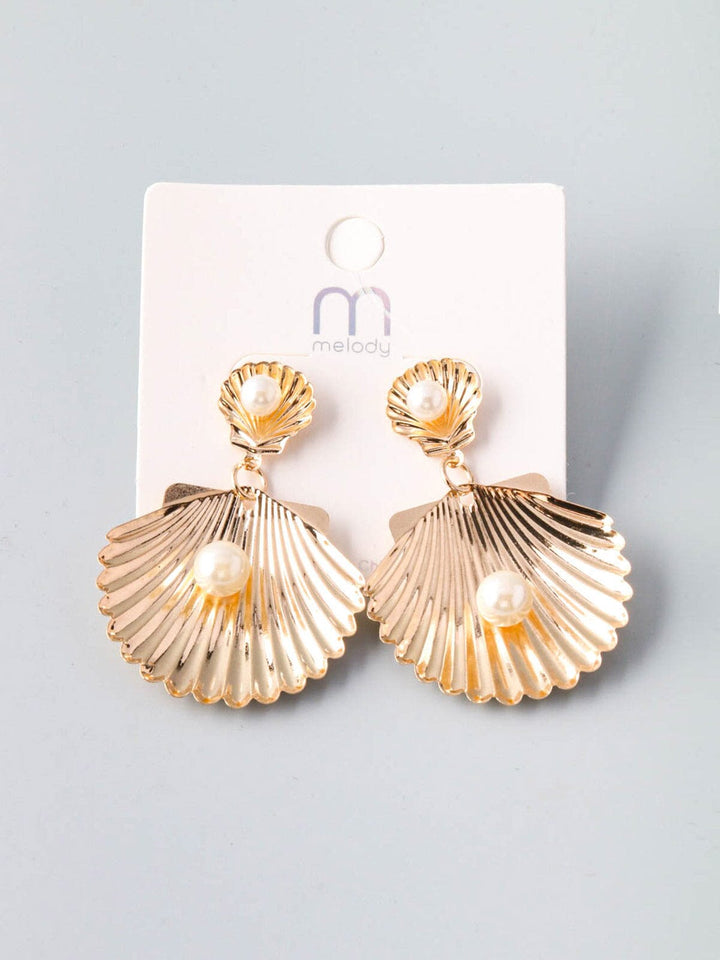 WOMEN'S GOLD PEARL STUDS EARRINGS