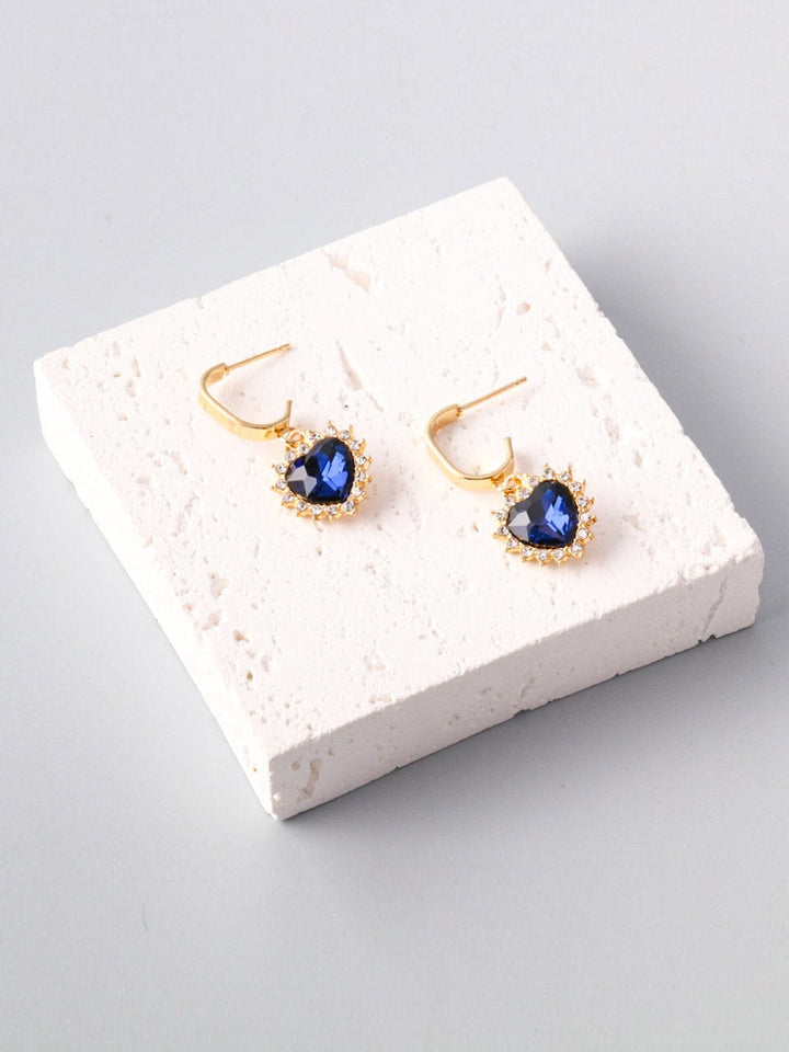 WOMEN'S ASSORTED COLORS GOLD HEART EARRINGS